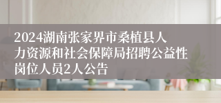 2024湖南张家界市桑植县人力资源和社会保障局招聘公益性岗位人员2人公告