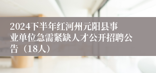 2024下半年红河州元阳县事业单位急需紧缺人才公开招聘公告（18人）