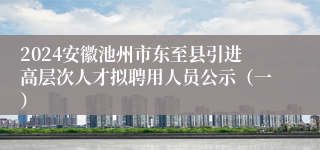 2024安徽池州市东至县引进高层次人才拟聘用人员公示（一）