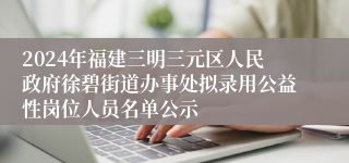 2024年福建三明三元区人民政府徐碧街道办事处拟录用公益性岗位人员名单公示