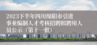 2023下半年四川绵阳市引进事业编制人才考核招聘拟聘用人员公示（第十一批）