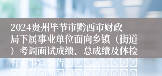 2024贵州毕节市黔西市财政局下属事业单位面向乡镇（街道）考调面试成绩、总成绩及体检有关事宜公告																																					