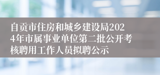 自贡市住房和城乡建设局2024年市属事业单位第二批公开考核聘用工作人员拟聘公示