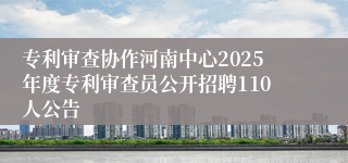 专利审查协作河南中心2025年度专利审查员公开招聘110人公告