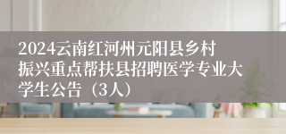 2024云南红河州元阳县乡村振兴重点帮扶县招聘医学专业大学生公告（3人）