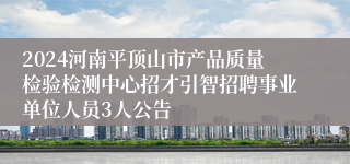 2024河南平顶山市产品质量检验检测中心招才引智招聘事业单位人员3人公告