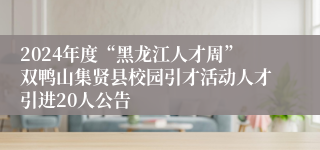 2024年度“黑龙江人才周”双鸭山集贤县校园引才活动人才引进20人公告