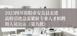 2023四川资阳市安岳县走进高校引进急需紧缺专业人才拟聘用人员公示（第九批）