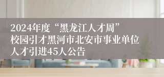 2024年度“黑龙江人才周”校园引才黑河市北安市事业单位人才引进45人公告