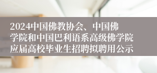 2024中国佛教协会、中国佛学院和中国巴利语系高级佛学院应届高校毕业生招聘拟聘用公示 