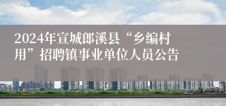 2024年宣城郎溪县“乡编村用”招聘镇事业单位人员公告