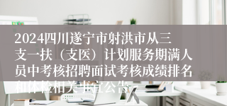 2024四川遂宁市射洪市从三支一扶（支医）计划服务期满人员中考核招聘面试考核成绩排名和体检相关事宜公告