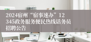 2024宿州“宿事速办”12345政务服务便民热线话务员招聘公告