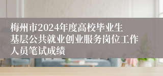 梅州市2024年度高校毕业生基层公共就业创业服务岗位工作人员笔试成绩