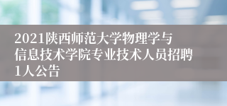 2021陕西师范大学物理学与信息技术学院专业技术人员招聘1人公告