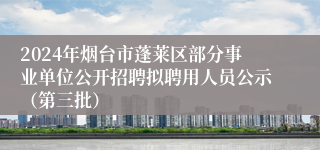 2024年烟台市蓬莱区部分事业单位公开招聘拟聘用人员公示（第三批）