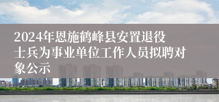 2024年恩施鹤峰县安置退役士兵为事业单位工作人员拟聘对象公示