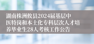 湖南株洲攸县2024届基层中医特岗和本土化专科层次人才培养毕业生28人考核工作公告