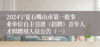 2024宁夏石嘴山市第一批事业单位自主引进（招聘）青年人才拟聘用人员公告（一）