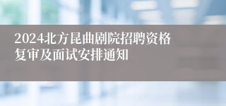 2024北方昆曲剧院招聘资格复审及面试安排通知