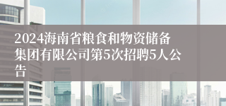 2024海南省粮食和物资储备集团有限公司第5次招聘5人公告