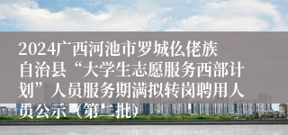 2024广西河池市罗城仫佬族自治县“大学生志愿服务西部计划”人员服务期满拟转岗聘用人员公示（第二批）