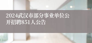 2024武汉市部分事业单位公开招聘851人公告