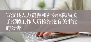 宣汉县人力资源和社会保障局关于招聘工作人员检结论有关事宜的公告