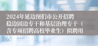 2024年延边图们市公开招聘稳边固边专干和基层治理专干（含专项招聘高校毕业生）拟聘用人员公示