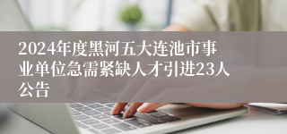 2024年度黑河五大连池市事业单位急需紧缺人才引进23人公告