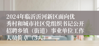 2024年临沂沂河新区面向优秀村和城市社区党组织书记公开招聘乡镇（街道）事业单位工作人员简章（3人）