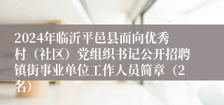 2024年临沂平邑县面向优秀村（社区）党组织书记公开招聘镇街事业单位工作人员简章（2名）