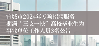 宜城市2024年专项招聘服务期满“三支一扶”高校毕业生为事业单位工作人员3名公告