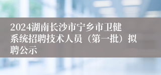 2024湖南长沙市宁乡市卫健系统招聘技术人员（第一批）拟聘公示