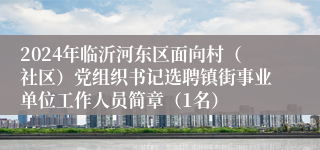 2024年临沂河东区面向村（社区）党组织书记选聘镇街事业单位工作人员简章（1名）