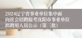 2024辽宁省事业单位集中面向社会招聘报考沈阳市事业单位拟聘用人员公示（第三批）