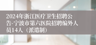 2024年浙江医疗卫生招聘公告-宁波市第六医院招聘编外人员14人（派遣制）