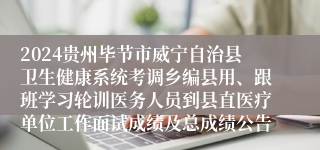 2024贵州毕节市威宁自治县卫生健康系统考调乡编县用、跟班学习轮训医务人员到县直医疗单位工作面试成绩及总成绩公告