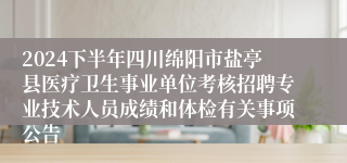 2024下半年四川绵阳市盐亭县医疗卫生事业单位考核招聘专业技术人员成绩和体检有关事项公告