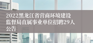 2022黑龙江省营商环境建设监督局直属事业单位招聘29人公告