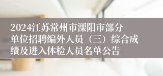 2024江苏常州市溧阳市部分单位招聘编外人员（三）综合成绩及进入体检人员名单公告