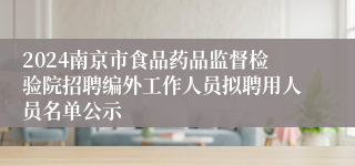 2024南京市食品药品监督检验院招聘编外工作人员拟聘用人员名单公示