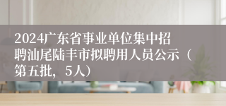 2024广东省事业单位集中招聘汕尾陆丰市拟聘用人员公示（第五批，5人）