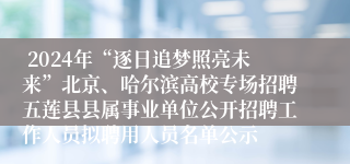  2024年“逐日追梦照亮未来”北京、哈尔滨高校专场招聘五莲县县属事业单位公开招聘工作人员拟聘用人员名单公示