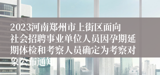 2023河南郑州市上街区面向社会招聘事业单位人员因孕期延期体检和考察人员确定为考察对象公布通知