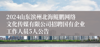 2024山东滨州北海鲲鹏网络文化传媒有限公司招聘国有企业工作人员5人公告