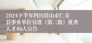 2024下半年四川眉山市仁寿县事业单位引进（第二批）优秀人才46人公告