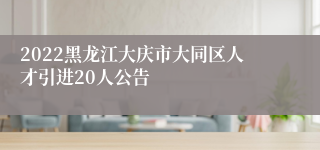2022黑龙江大庆市大同区人才引进20人公告