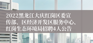 2022黑龙江大庆红岗区委宣传部、区经济开发区服务中心、红岗生态环境局招聘4人公告