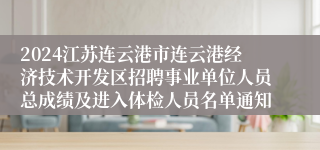 2024江苏连云港市连云港经济技术开发区招聘事业单位人员总成绩及进入体检人员名单通知